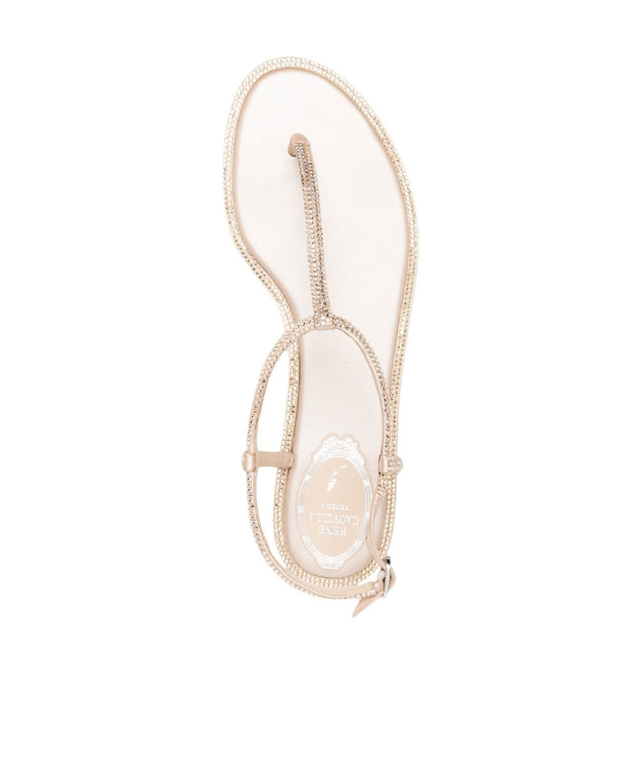 René Caovilla Diana Crystal-embellished Flat Sandals In Nude