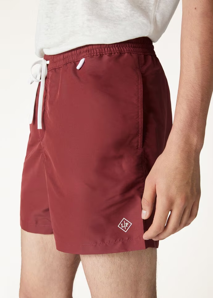 Loro Piana Drawcord Waist Beach Shorts In Embossed Red