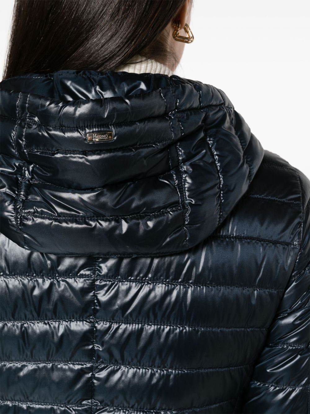 Herno Short Quilted Down Jacket With Detachable Hood In Black