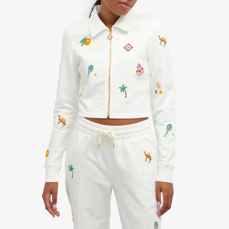 Casablanca Elements En Crayon Cropped Jacket In White
