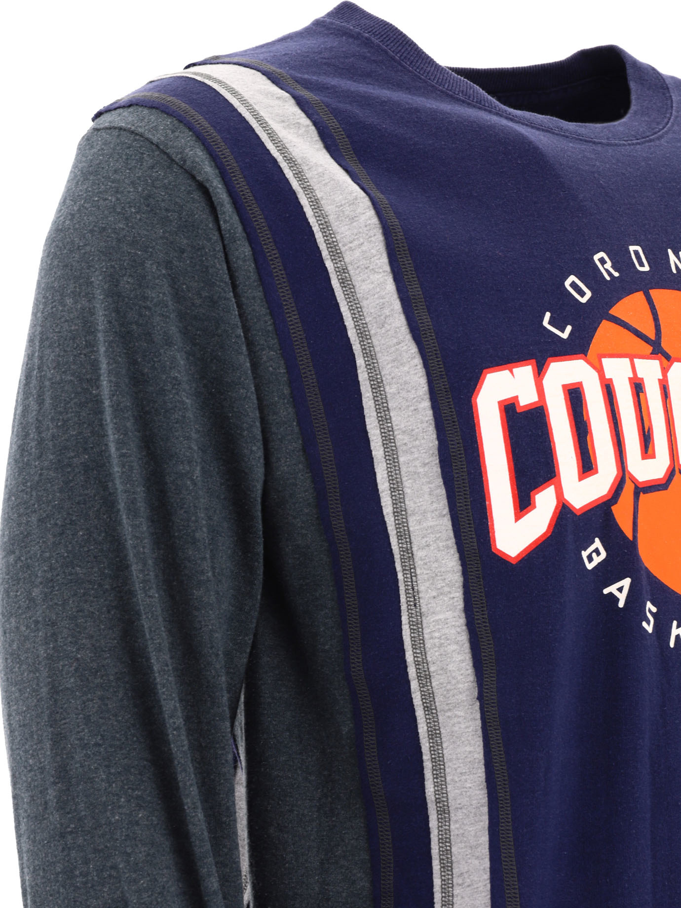 Needles "7 Cuts" Crew Neck Graphic Print Long Sleeves In Blue