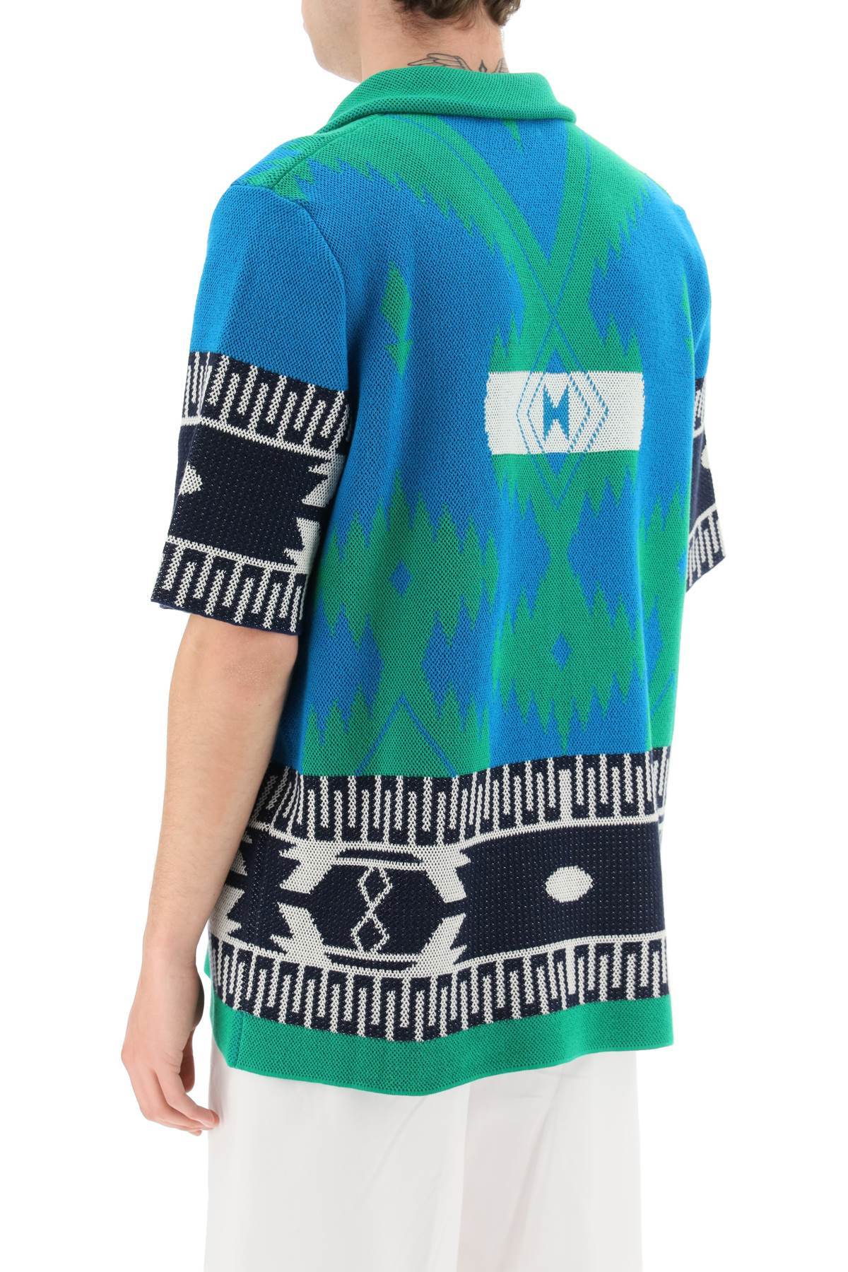 Alanui Jacquard Cotton Short Sleeve Icon Shirt In Blue