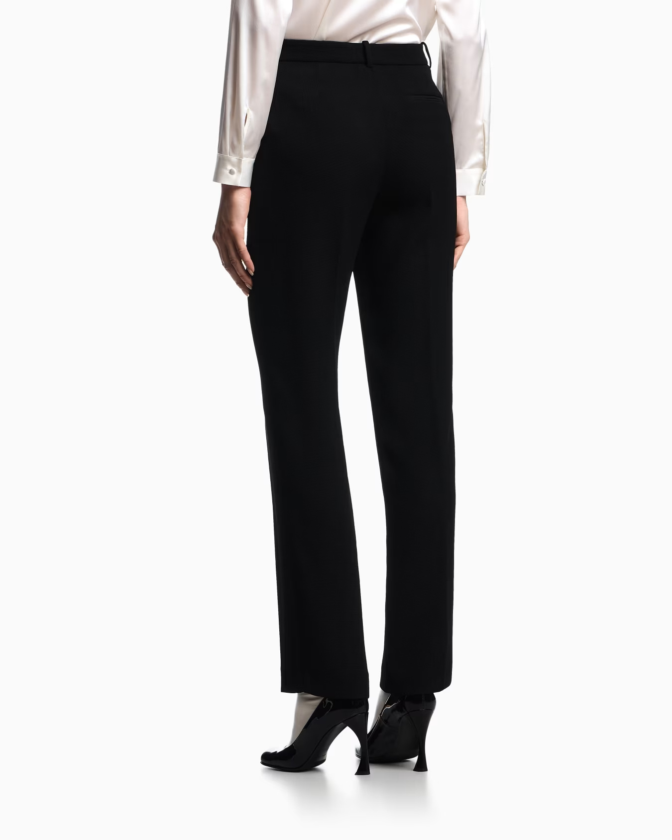 Emporio Armani Asv Waffle Weave Technical Fabric Trousers In Black