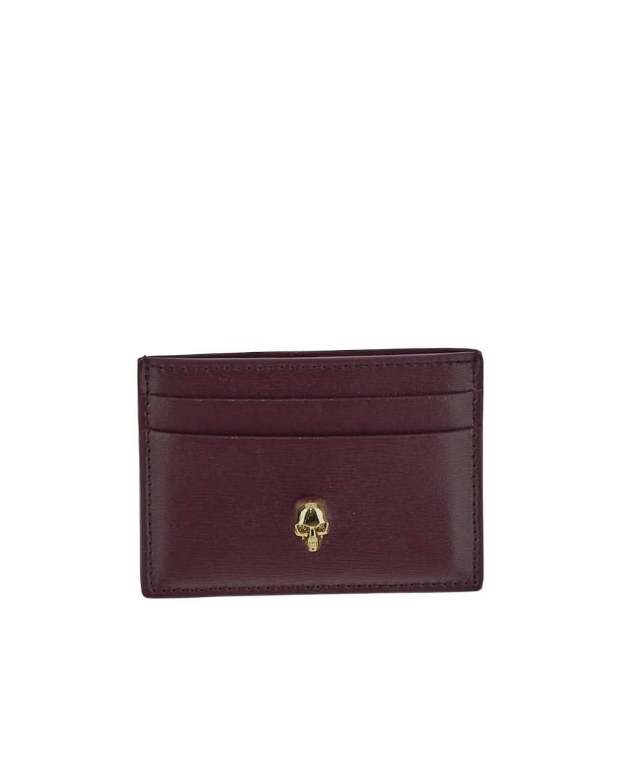 Alexander Mcqueen Skull-motif Leather Cardholder In Red