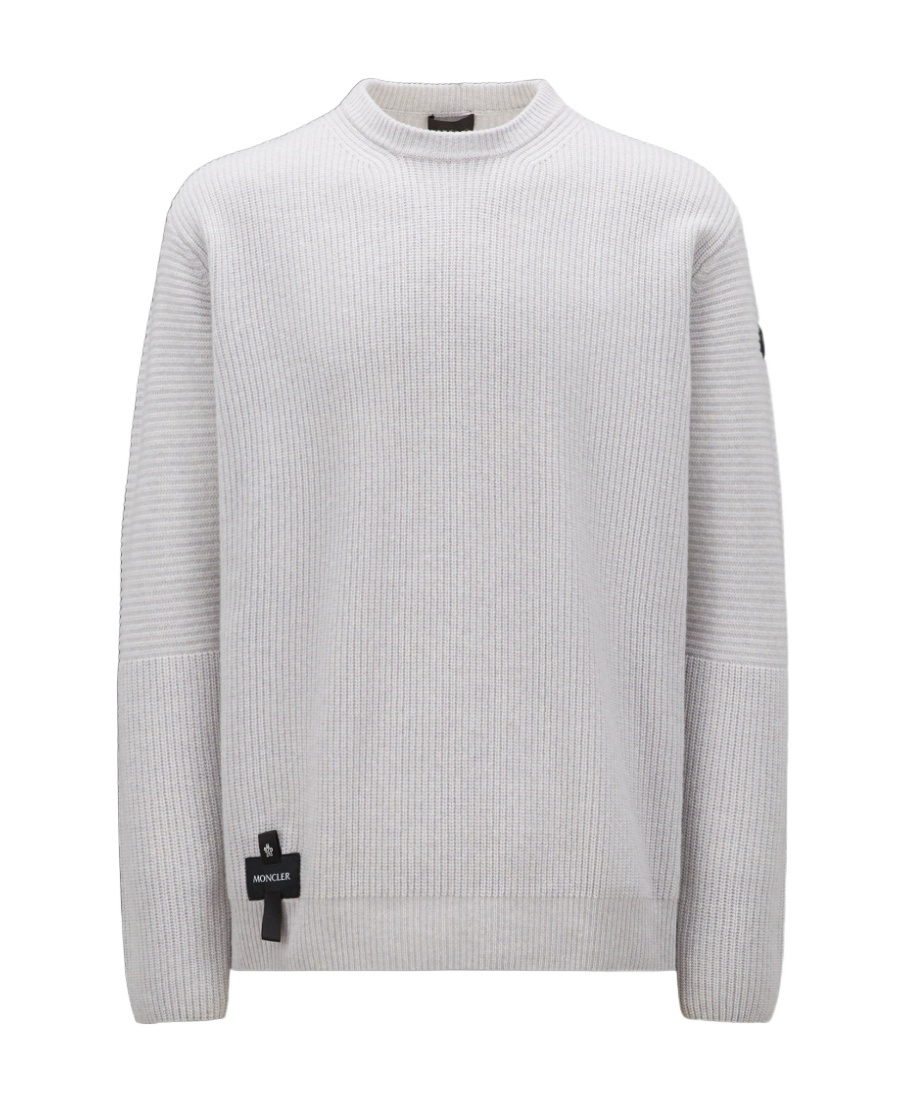 Moncler Logo-patch Wool Jumper In Gray