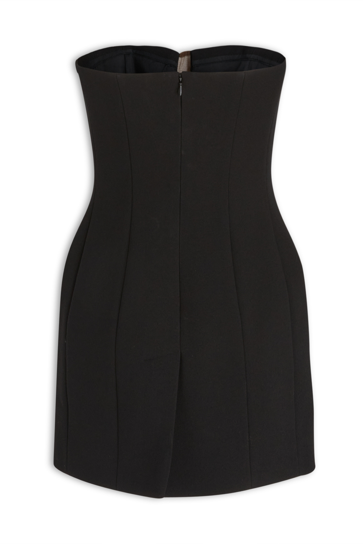 Ferragamo Pure Wool Mini Dress With Tulle Insert In Black