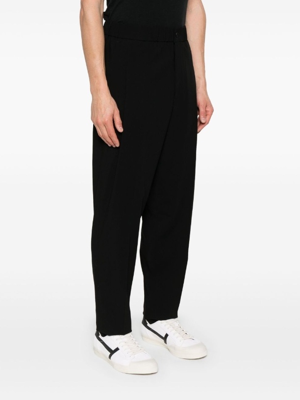 Giorgio Armani Wool Trousers With Elasticated Waistband And Pleated Front In Black