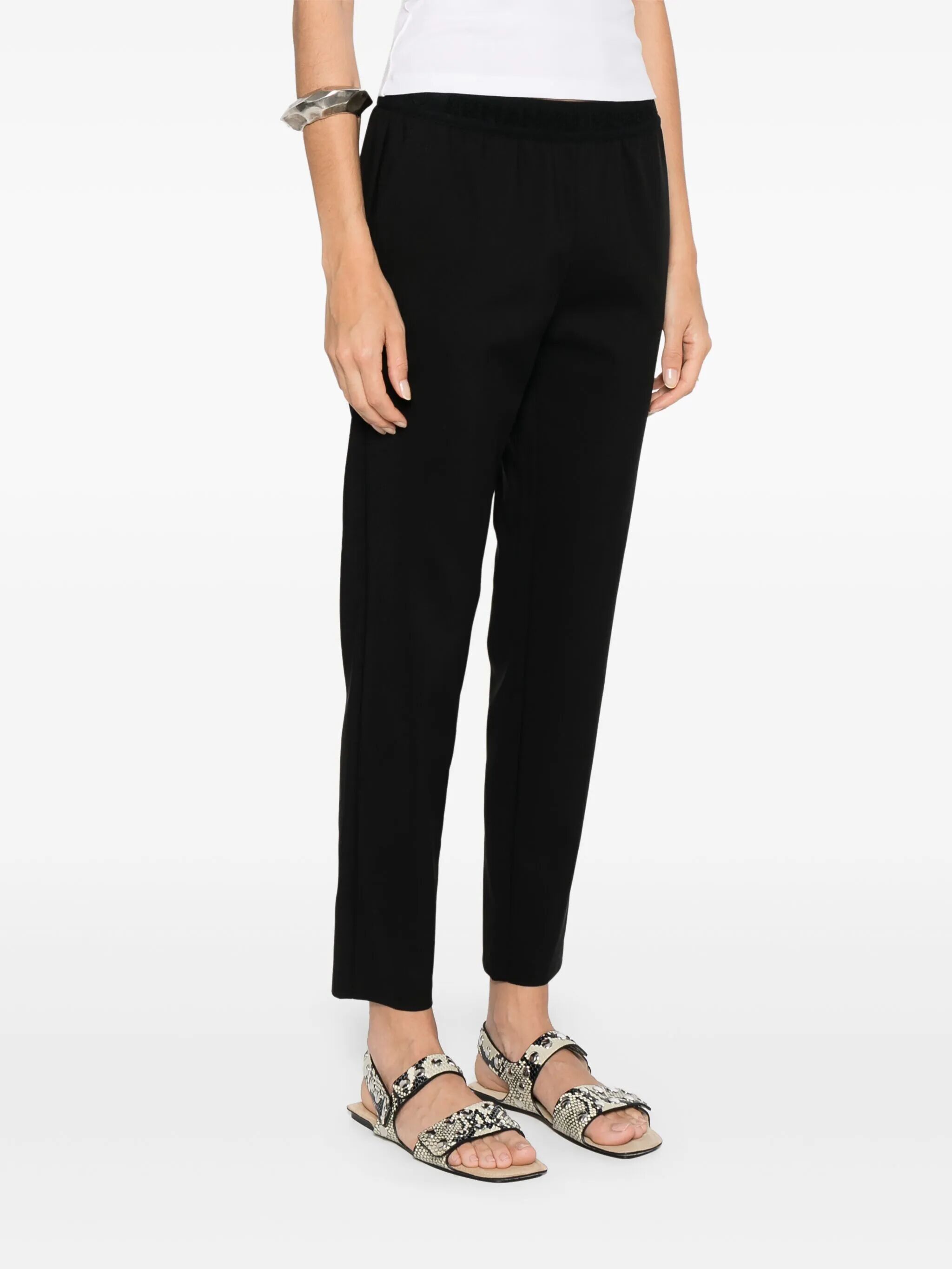 Ermanno Firenze Elastic Waist Casual Pants In Black
