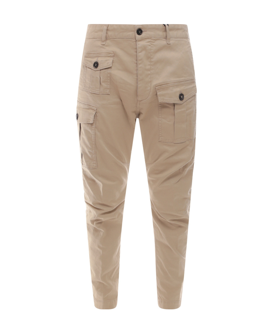 Dsquared2 Cargo Cotton Trouser With Pockets In Nude