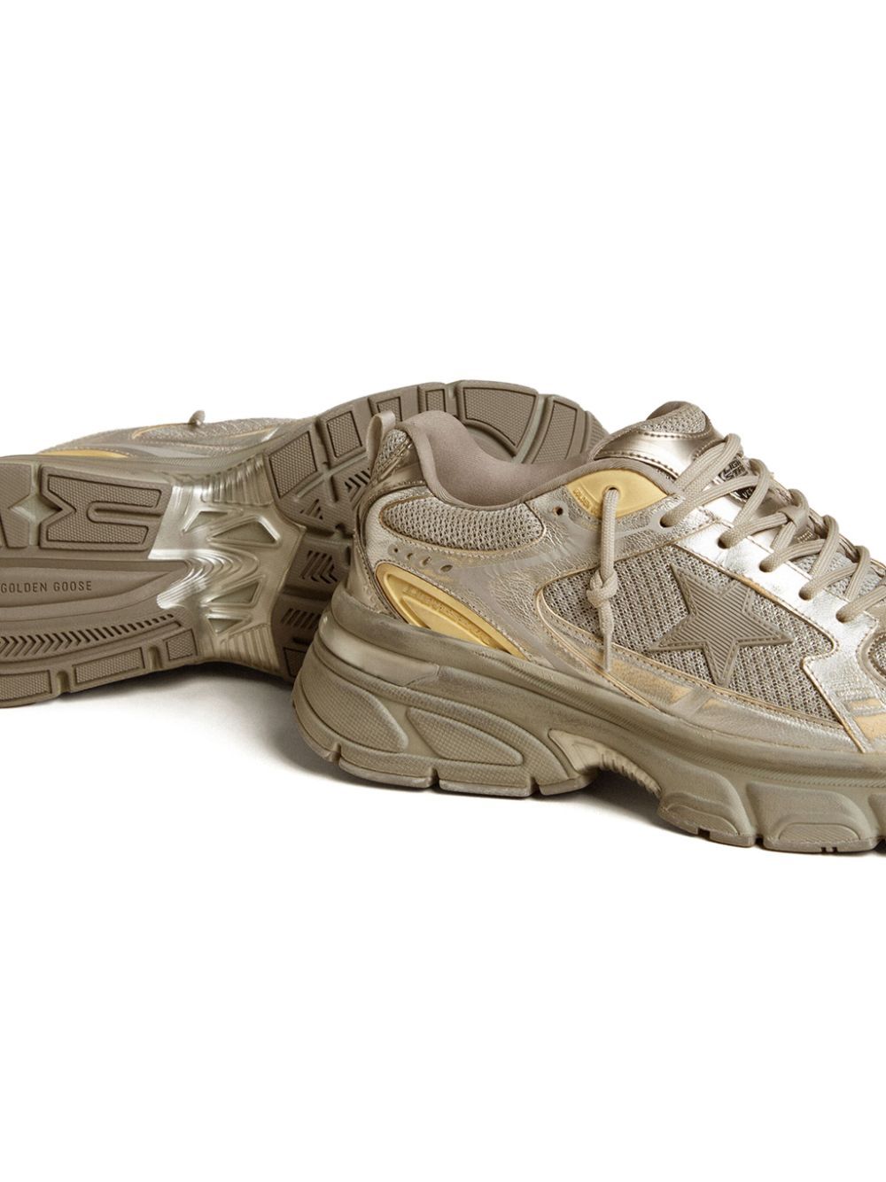 Golden Goose Lightstar Laminated Leather Suede And Net Upper Tpu Star Net Heel And Spur In Nude