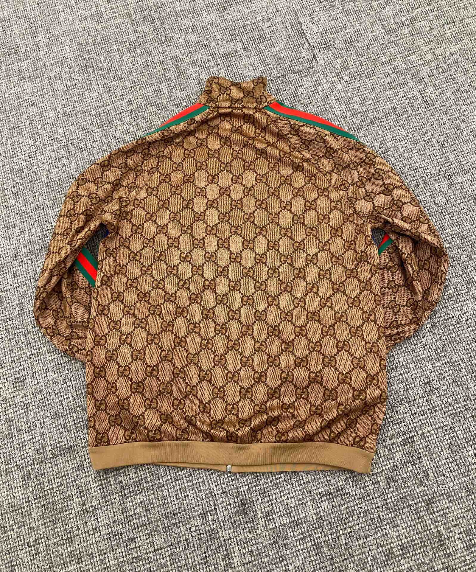Gucci Gg Technical Jersey Jacket In Brown