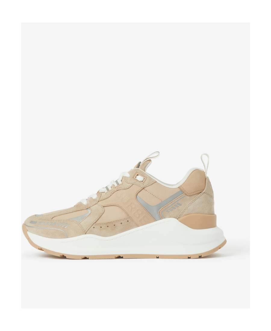 Burberry Panelled Lace-up Sneakers In Brown