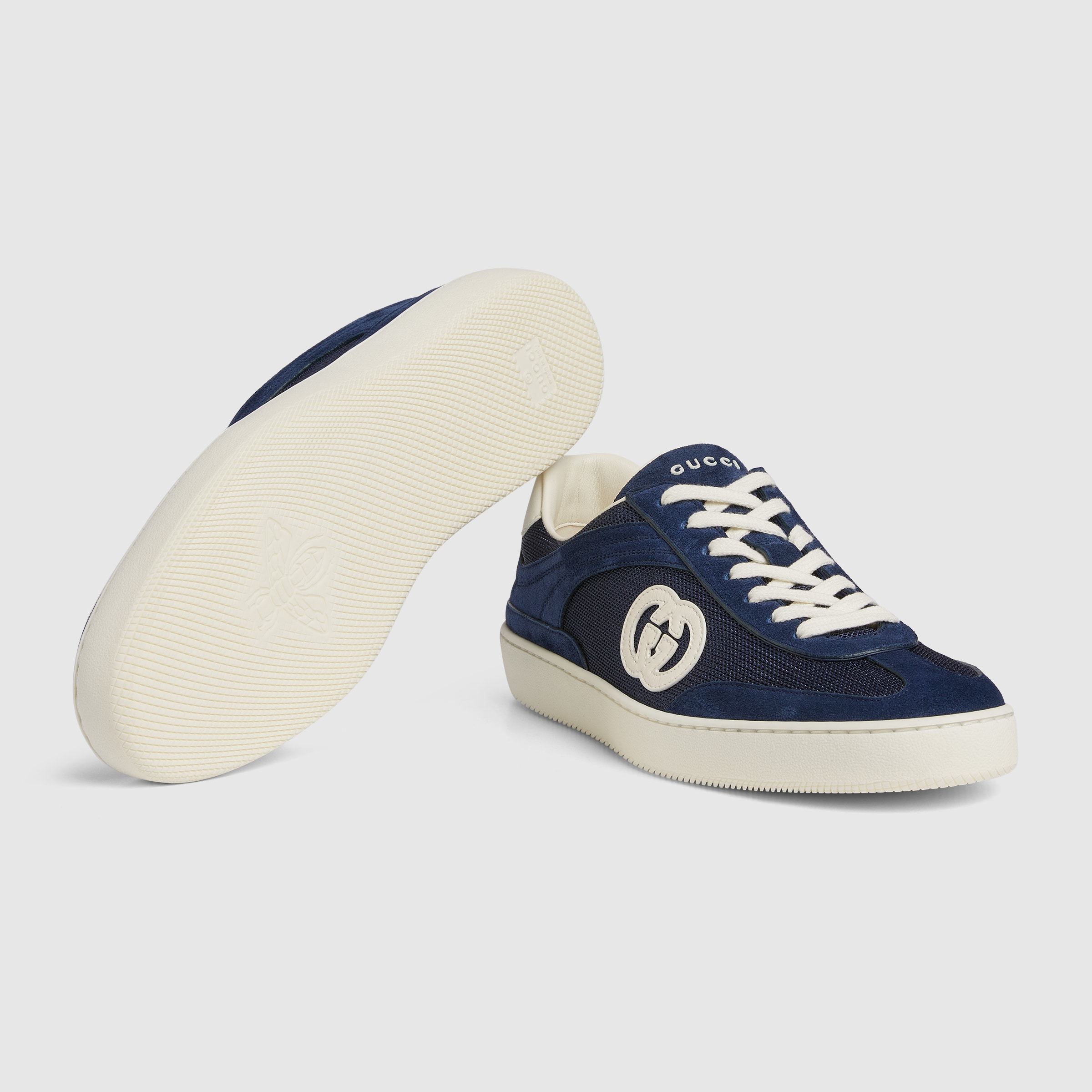 Gucci G75 Suede And Canvas Sneakers In Blue