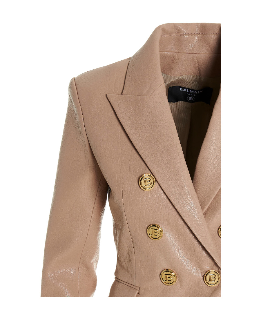 Balmain Bubble Leather Jacket In Nude