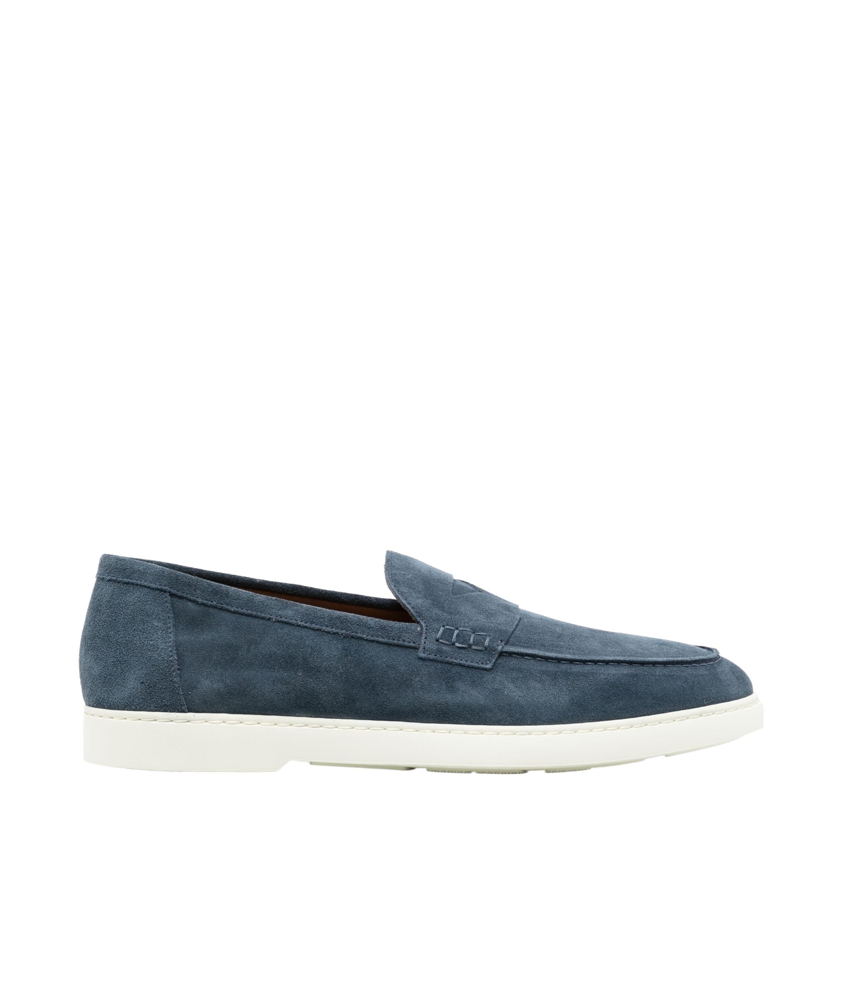 Doucal's Moc-stitching Suede Loafers In Blue