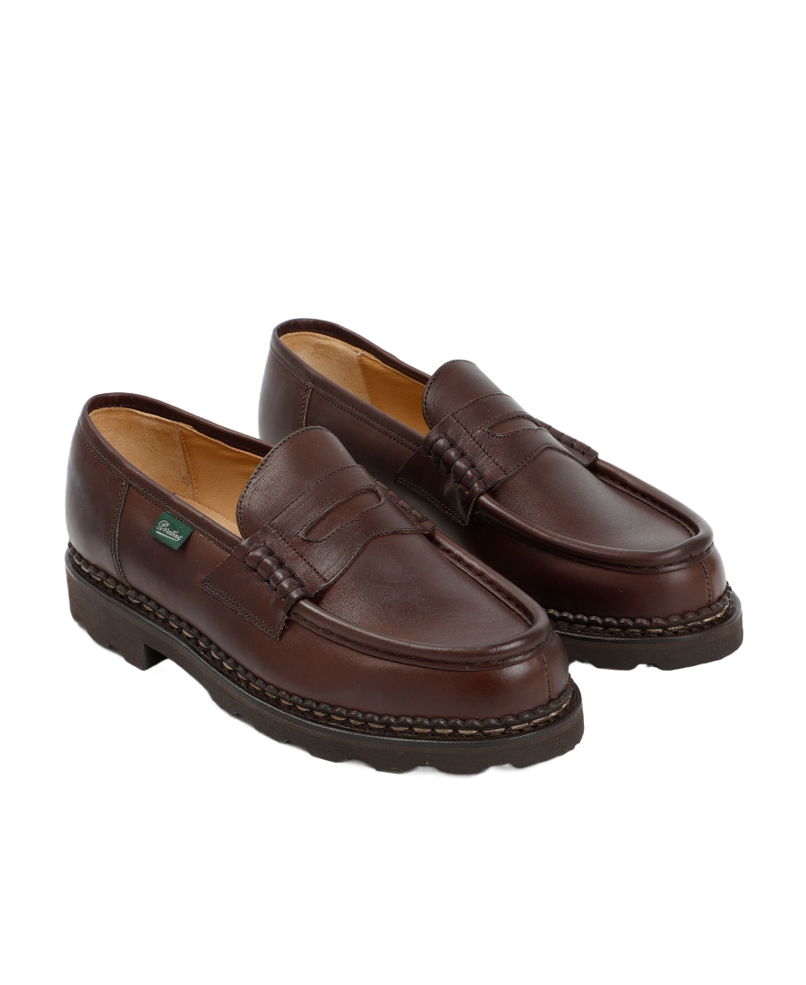 Paraboot Leather Reims Penny Loafers In Black