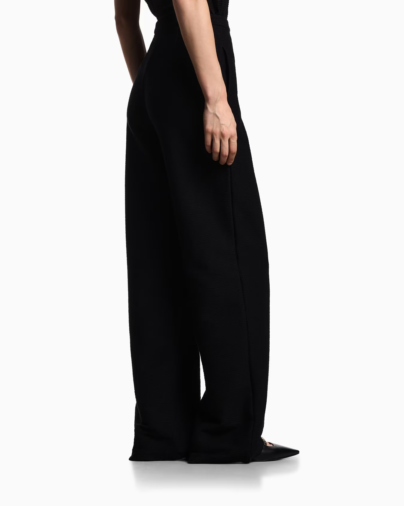 Emporio Armani Icon Triacetate Palazzo Trousers In Black