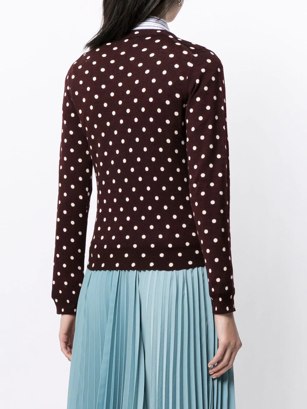 Comme Des Garçons Play Polka Dot-print V-neck Jumper In Black