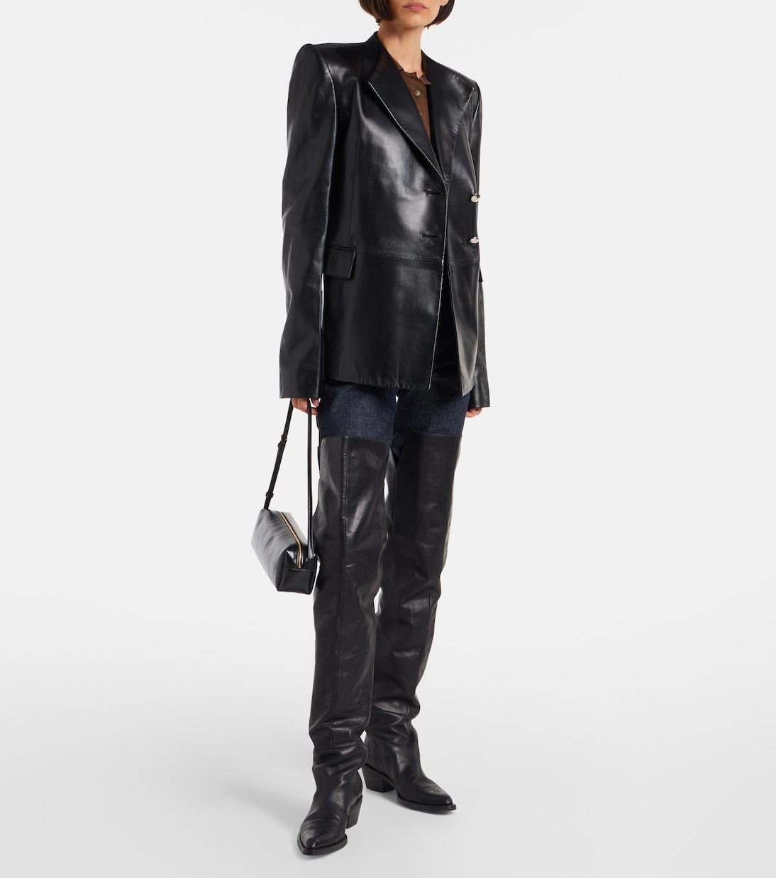 Khaite Clive 35 Leather Over-the-knee Boots In Black