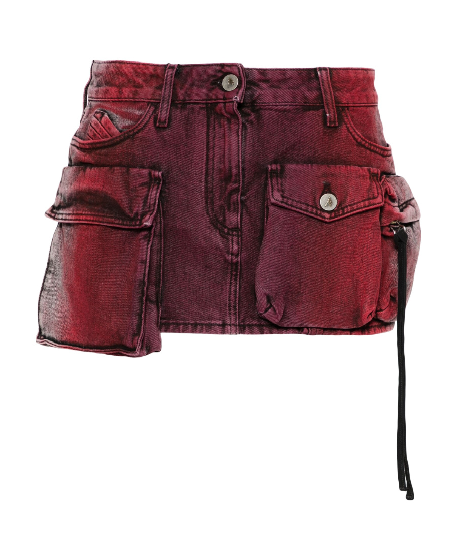 Attico Red & Gray Fay Denim Miniskirt In 576 Red And Purple