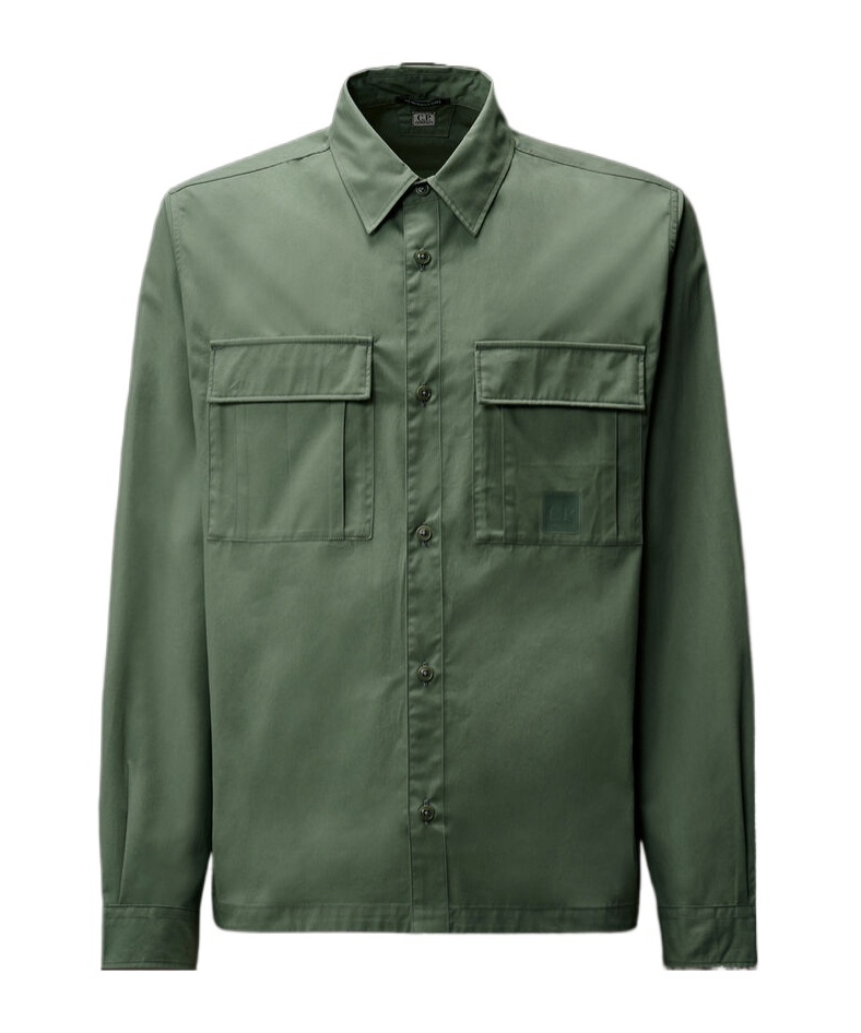 C.p. Company Cotton Ripstop Lens Overshirt In Green