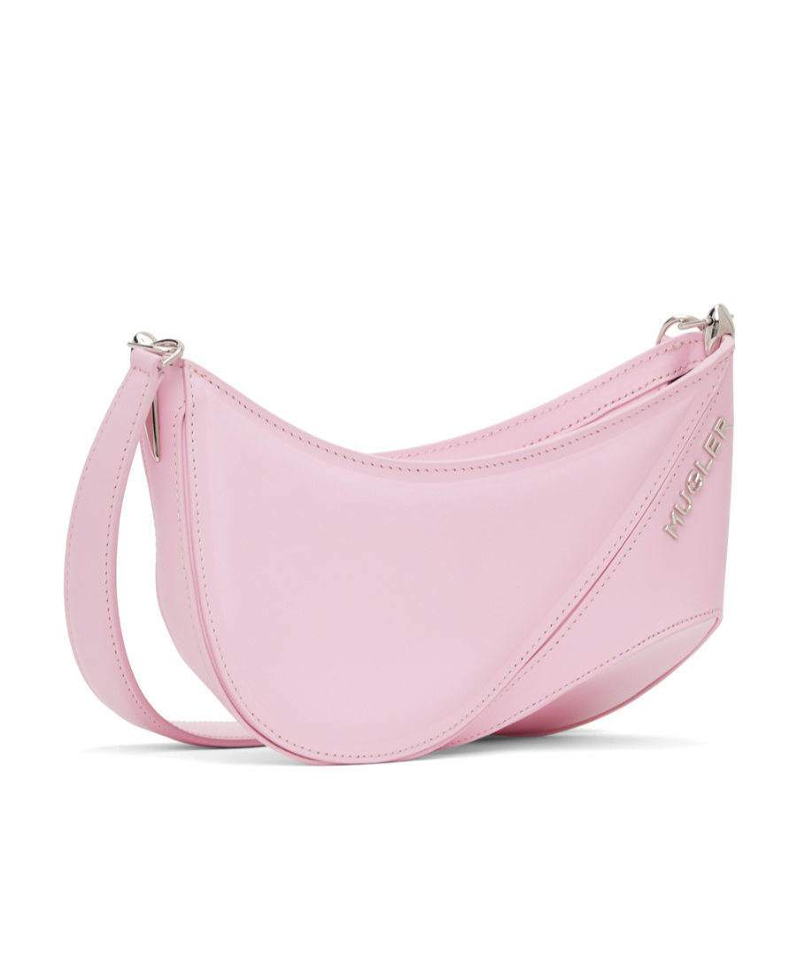 Mugler Small Spiral Curve 01 Embossed Crossbody Bag In Pink