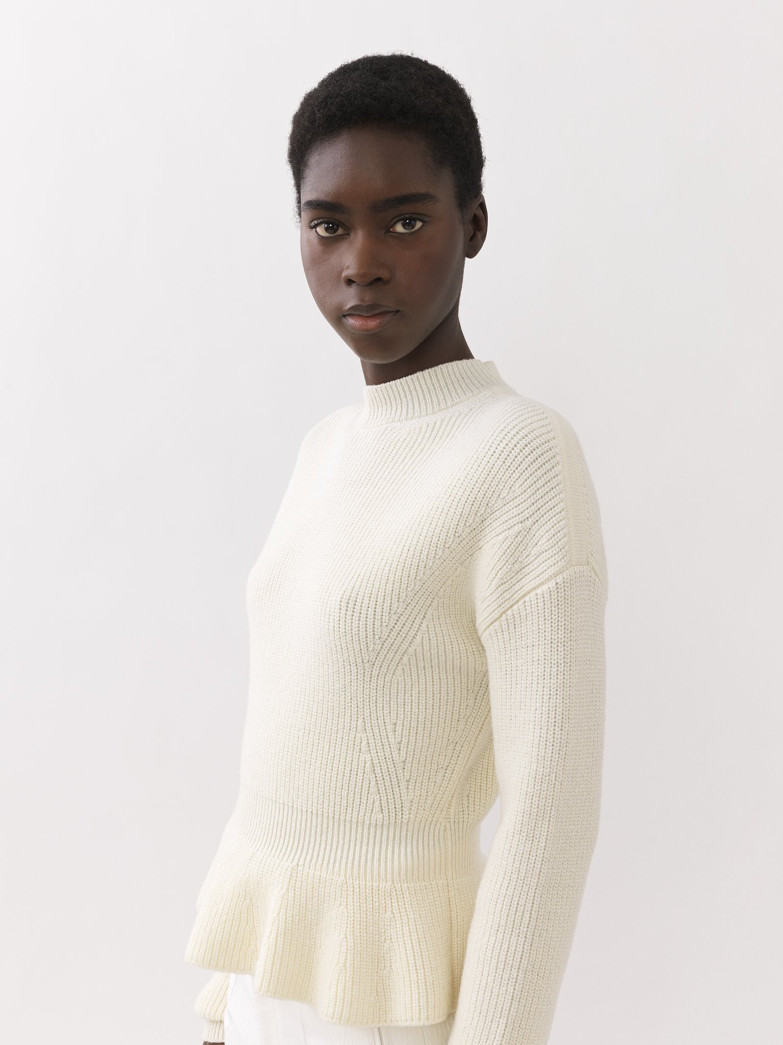 CHLOÉ PEPLUM RIBBED-KNIT JUMPER