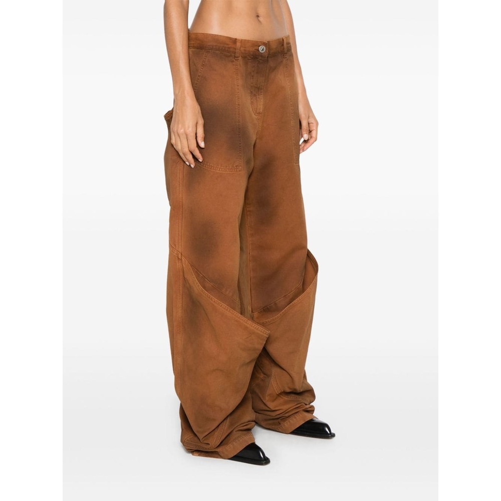 Attico Cotton Trousers In Brown