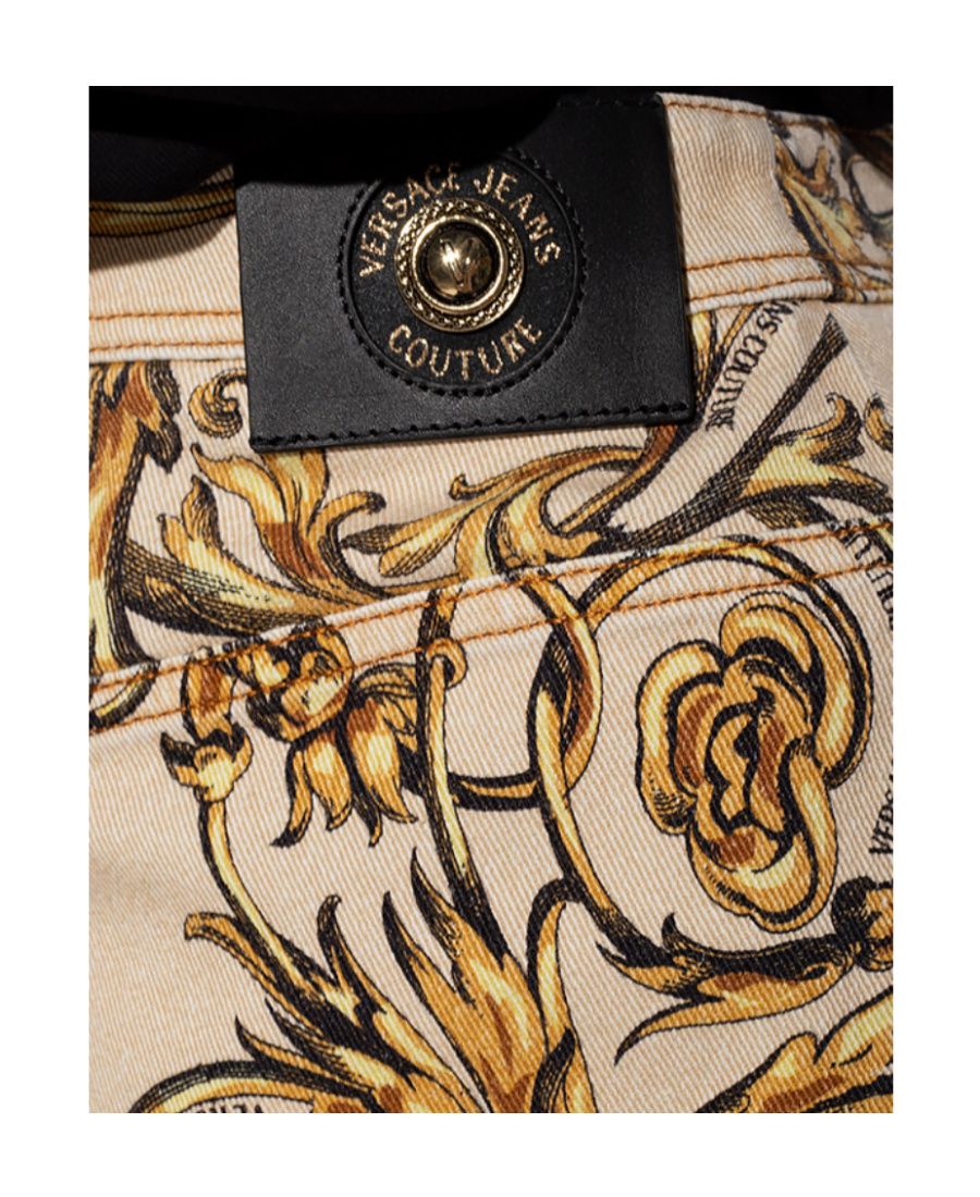 Versace Jeans Balog Printed Denim Skirt In Nude