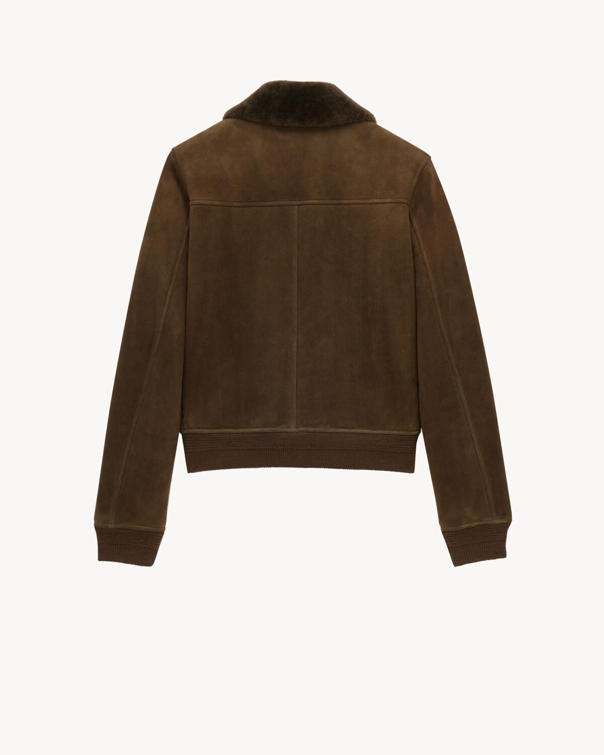 Saint Laurent Bomber Jacket In Suede And Shearling In Brown