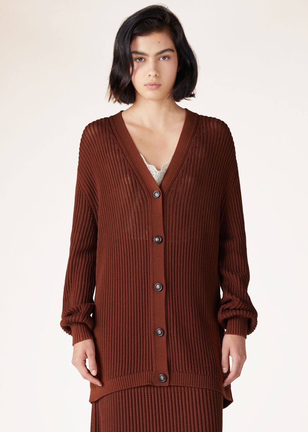 Loro Piana Buttoned V-neck Cardigan In Brown