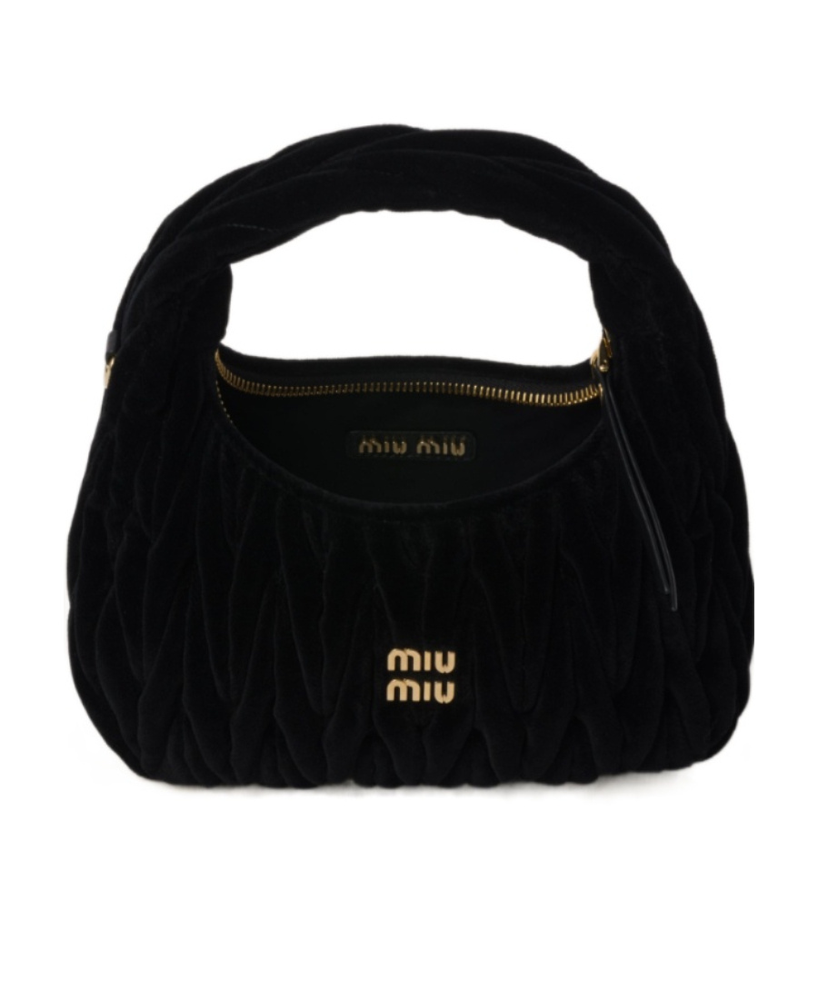 Miu Miu Small Velvet Wander Top-handle Bag In Black