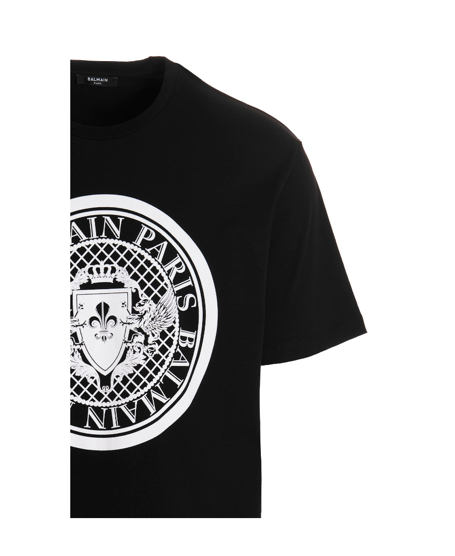 Shop Balmain Logo-crest Print T-shirt In Black