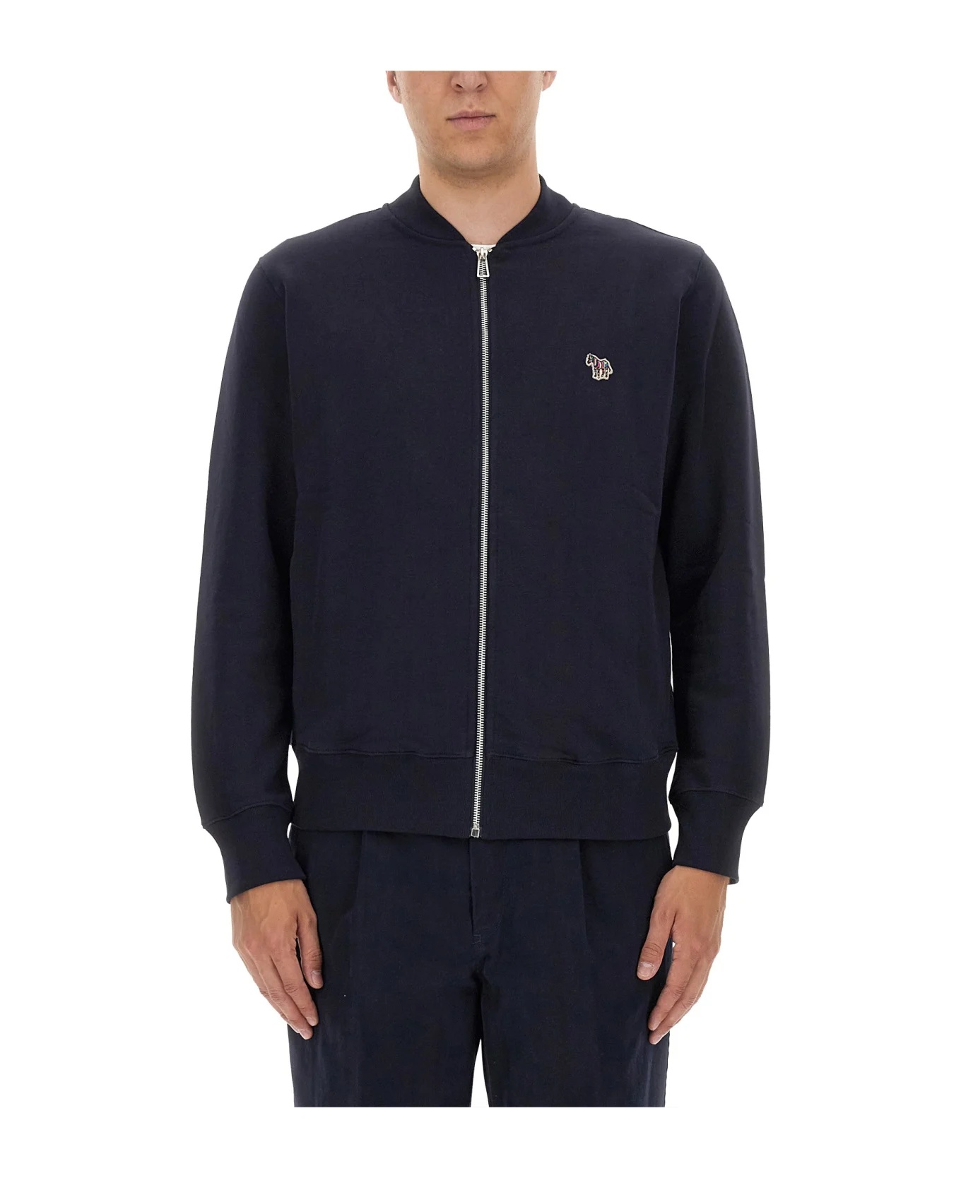 Ps By Paul Smith Big Pony Zip-up Bomber Jacket In Blue