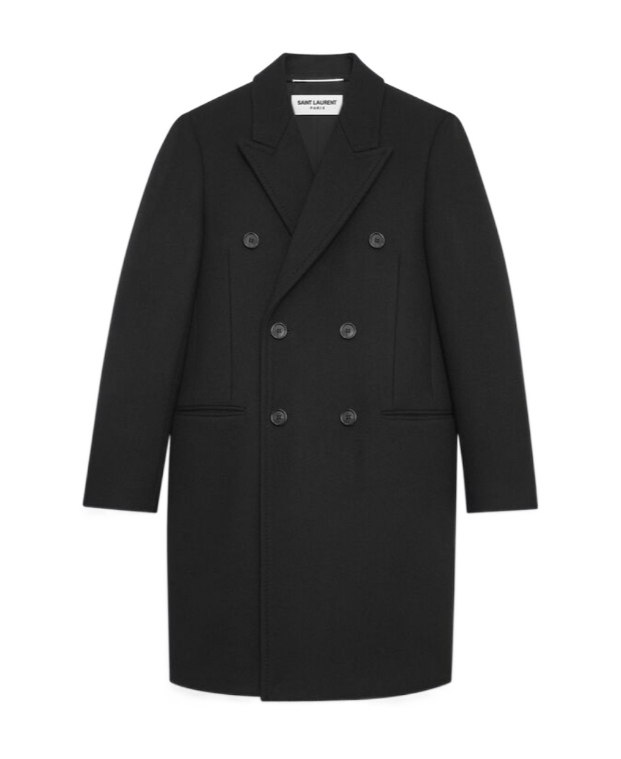 Saint Laurent Paris Men Cappotto Doppiopetto In Lana In Black
