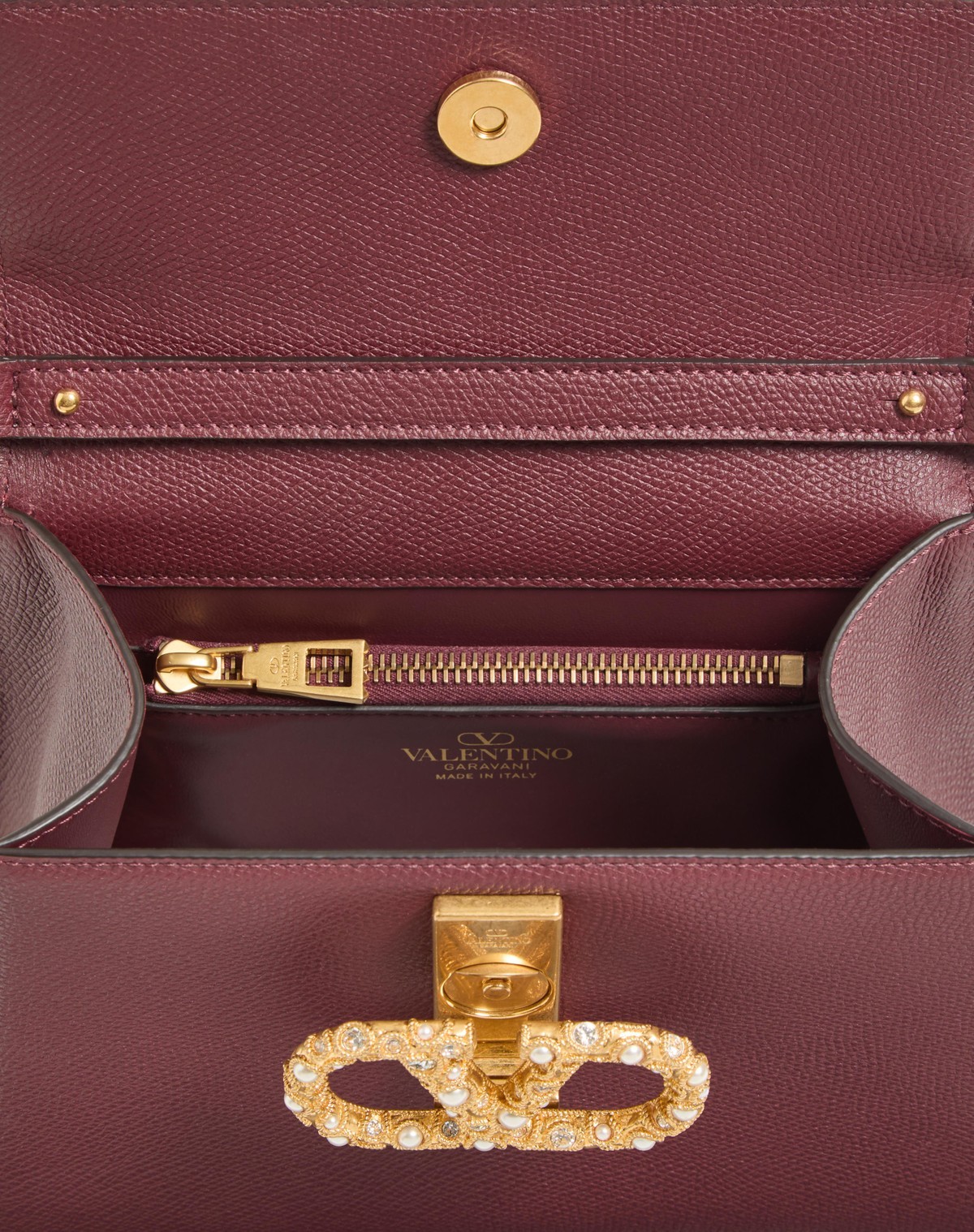 Valentino Vsling Small Handbag In Grainy Calfskin With Jewel Logo