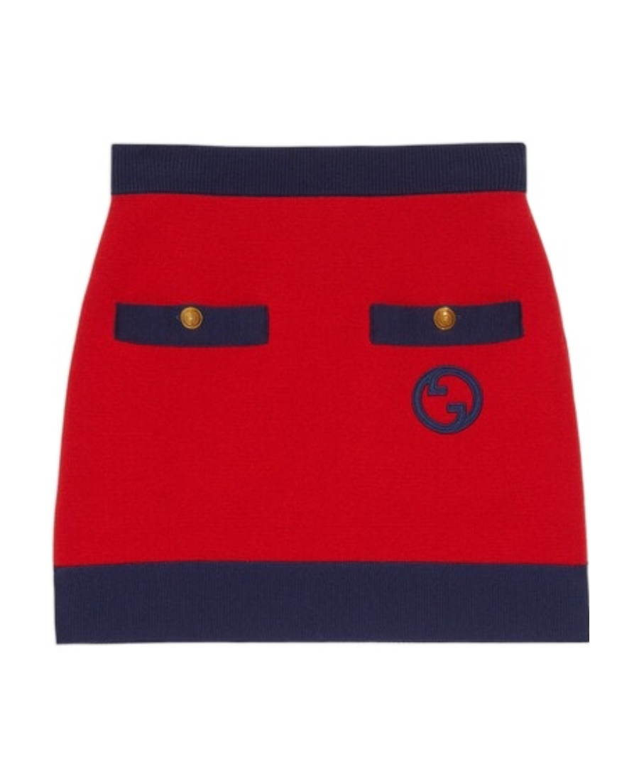 Gucci Cotton-silk Knitted Miniskirt In Red