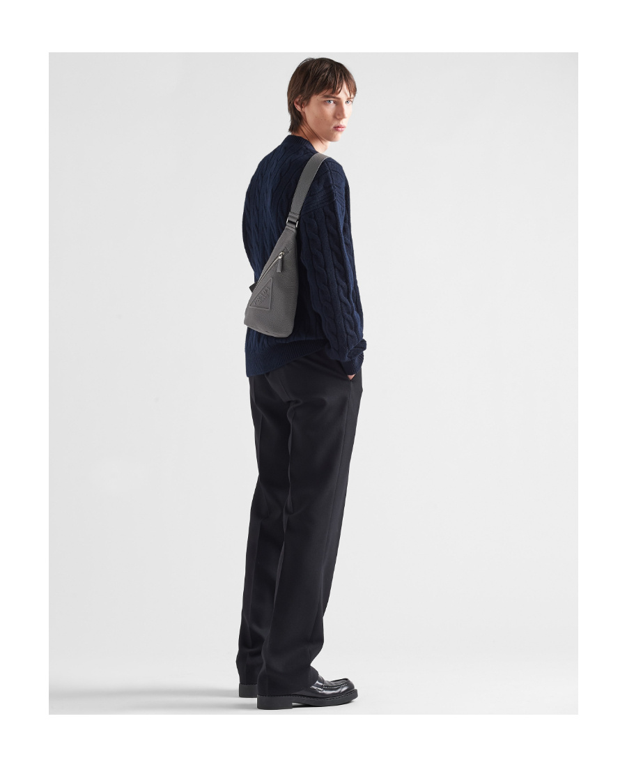 Prada Cable-knit Cashmere Sweater In Blue