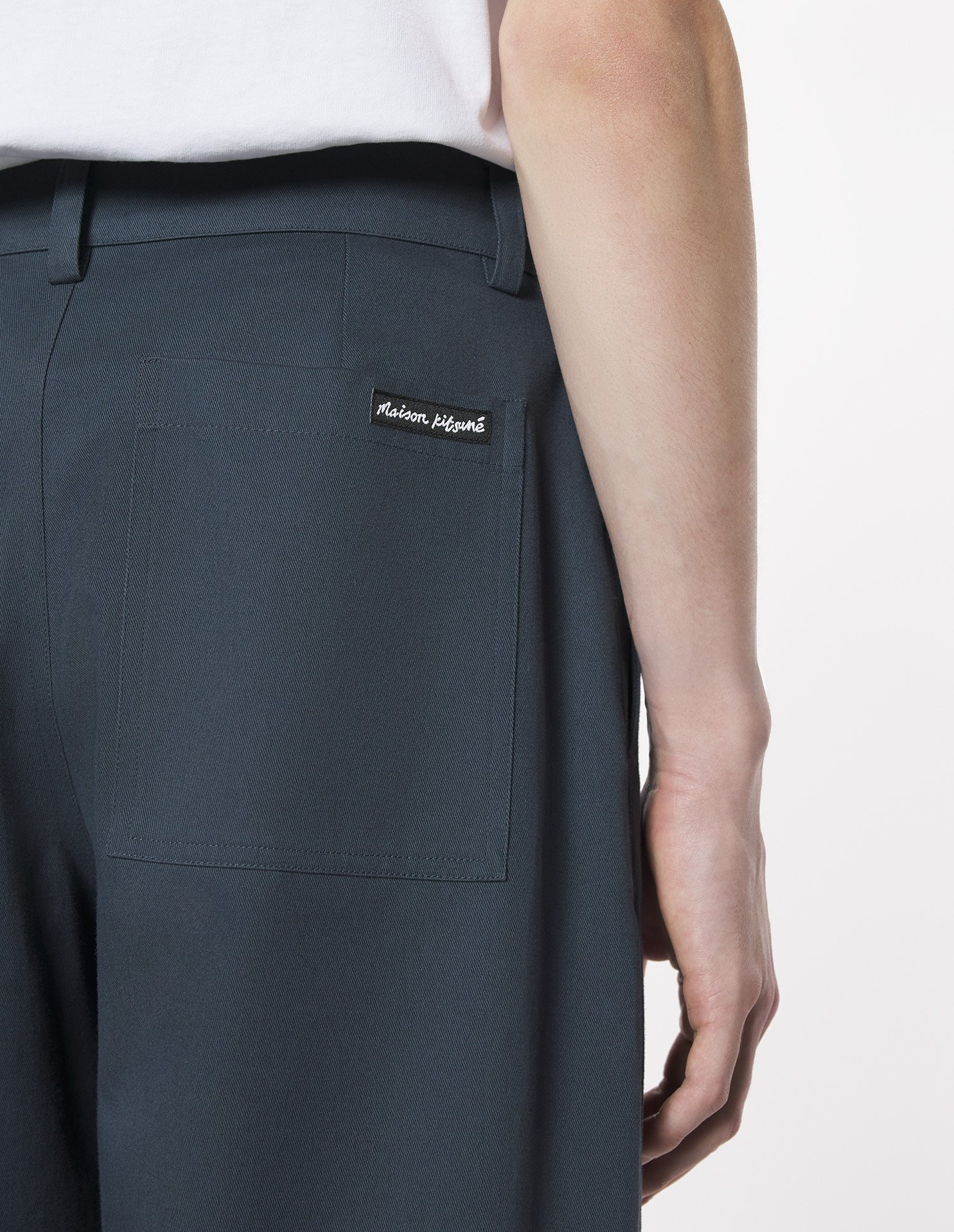 Maison Kitsuné Belted Pants In Slate Gray