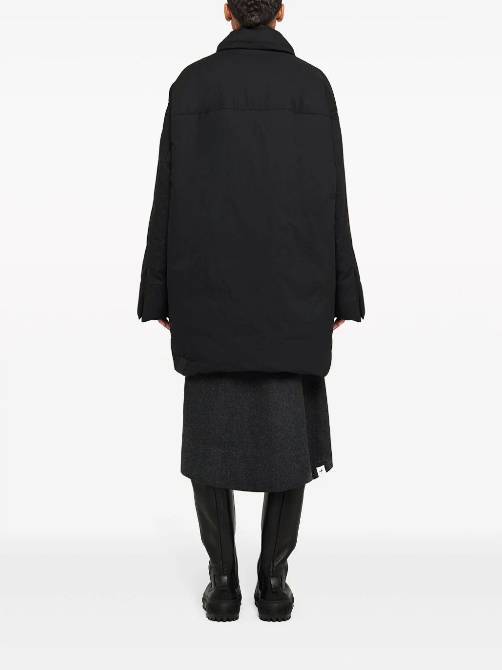 Jil Sander Long-sleeved Lapel Down Jacket In Black