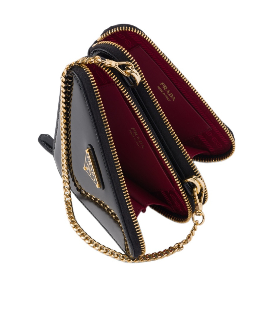 Prada Patent Leather Mini Pouch In Black