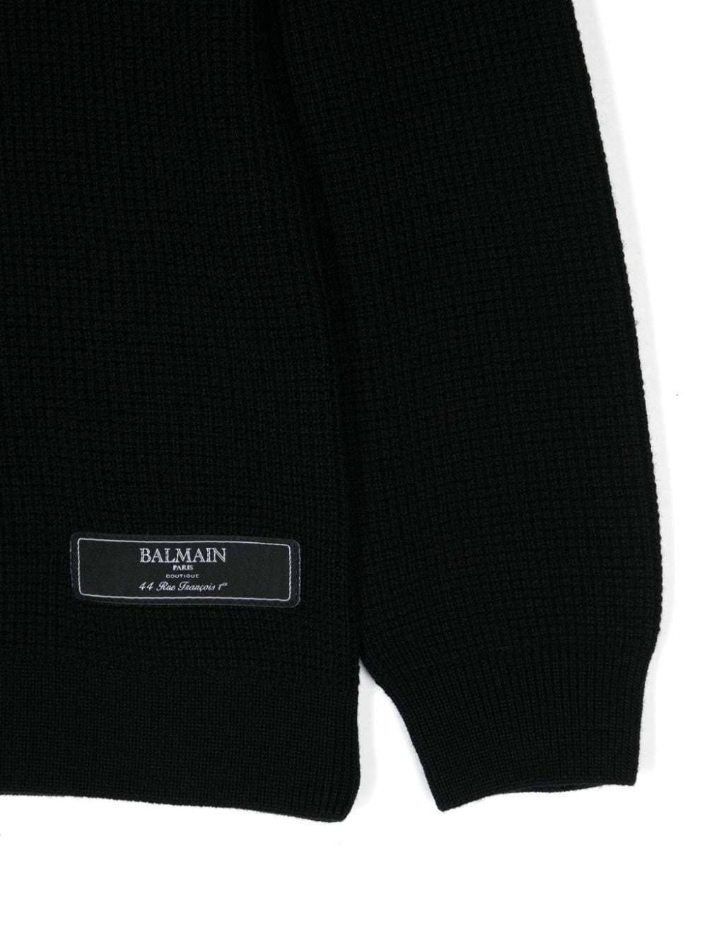Balmain Logo-tag Wool Jumper In Black