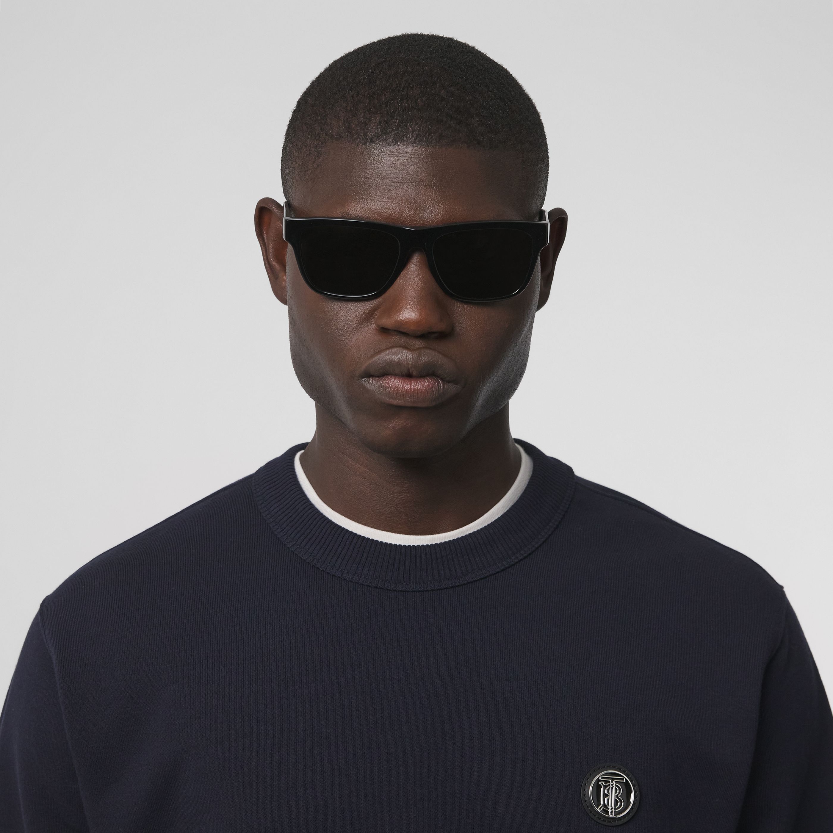 Burberry Monogram-appliqué Cotton Sweatshirt In Blue