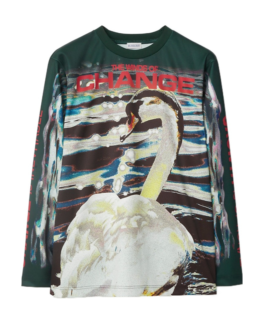 Burberry Swan Print Top In Multicolor