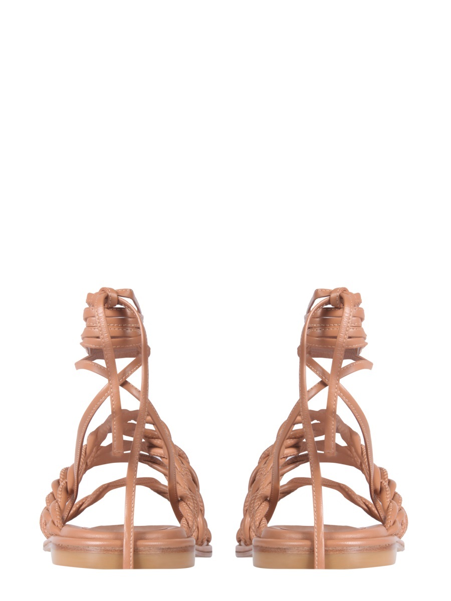 Stuart Weitzman Braided-strap Leather Sandals In Nude