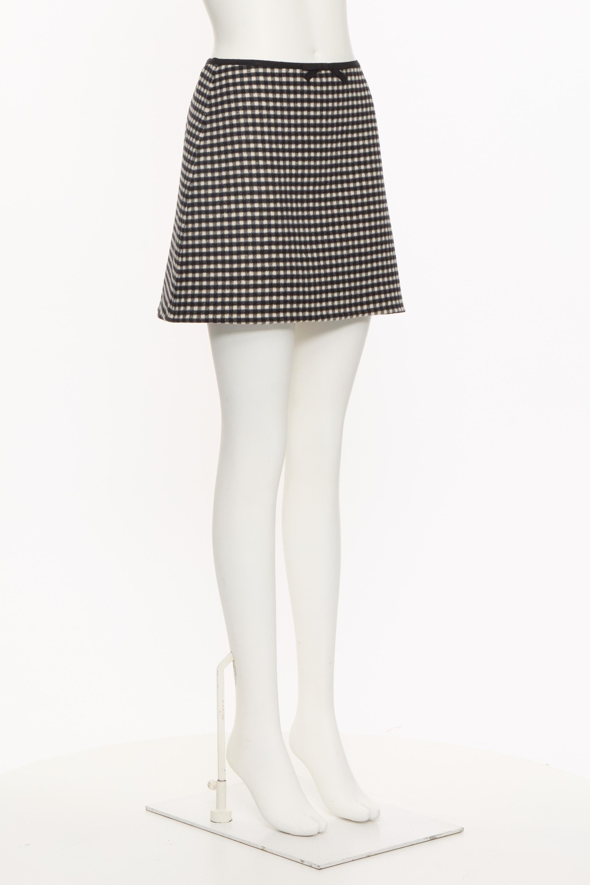 Valentino Checked Wool And Cashmere Miniskirt In Gray