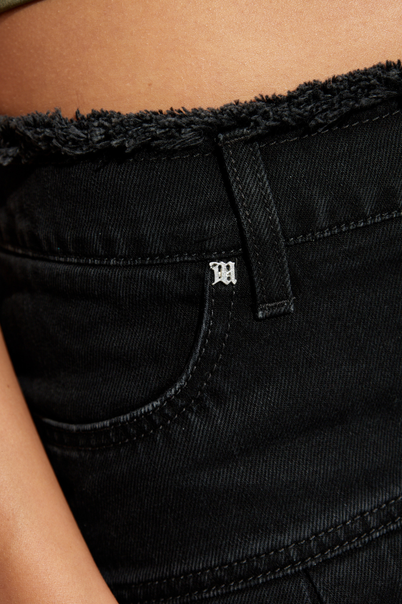 Misbhv Black Monogram Denim Mini Skirt