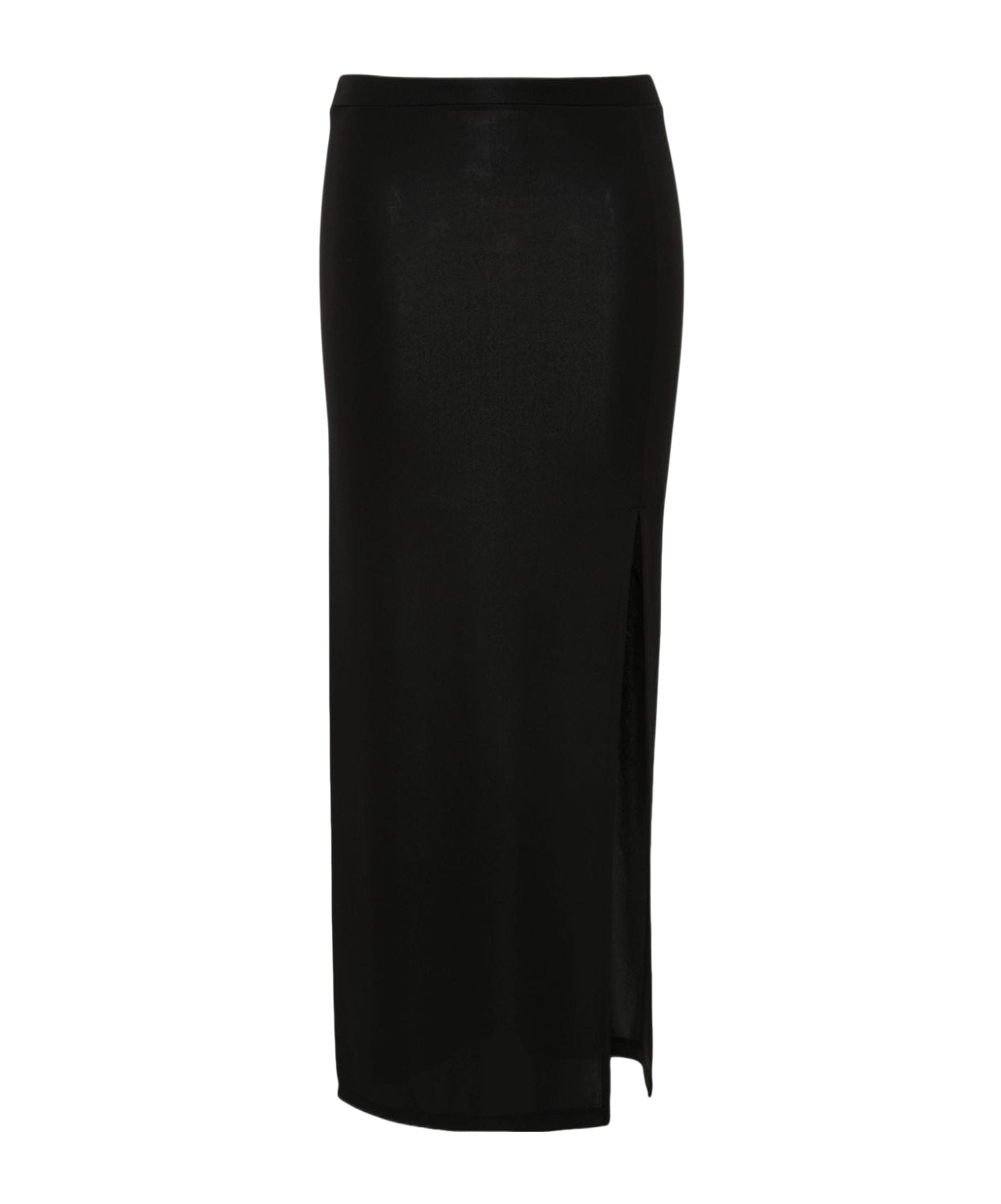 Shop Twinset Side-slit Midi Skirt In Black