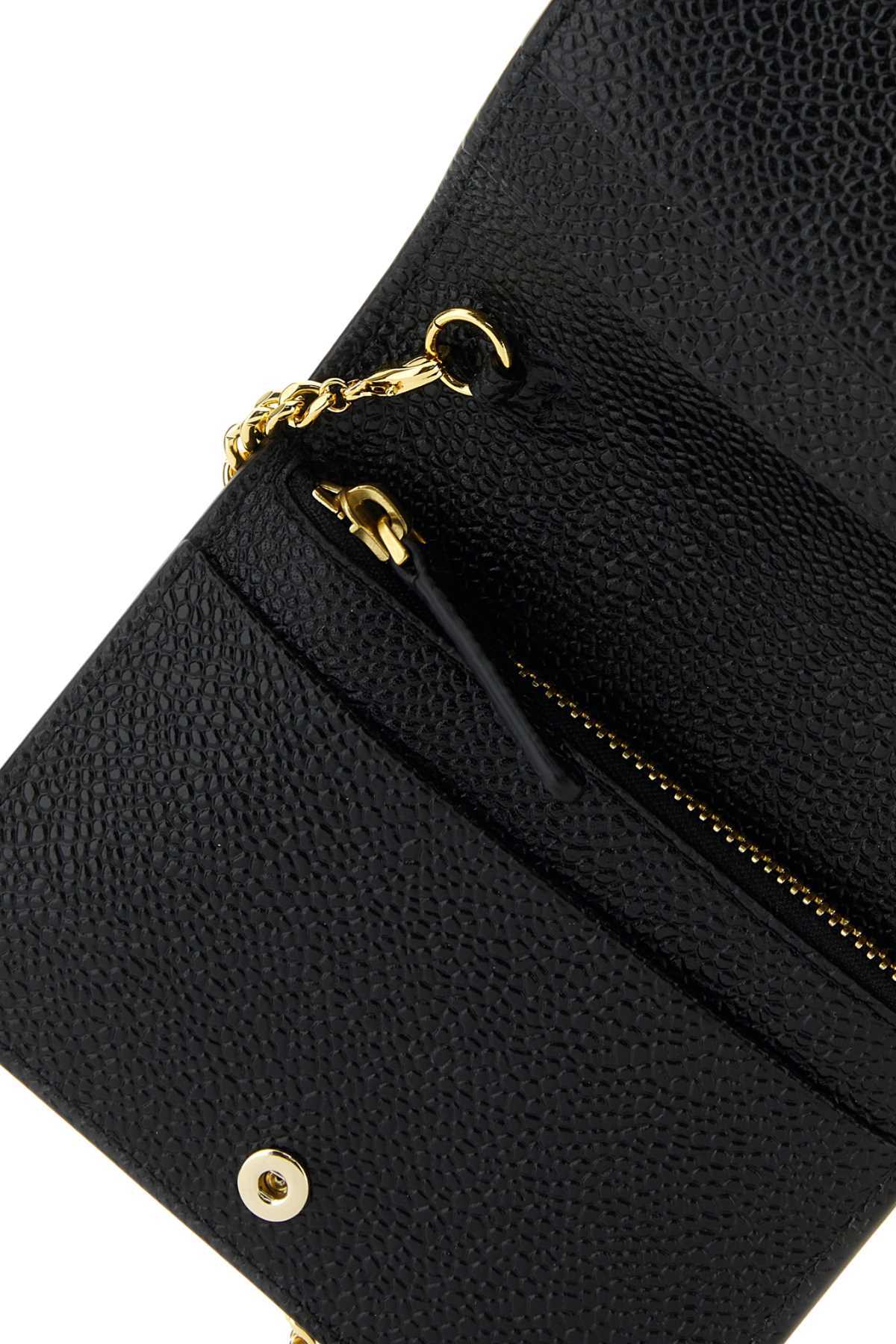 Thom Browne Women Black Leather Card Holder In Black