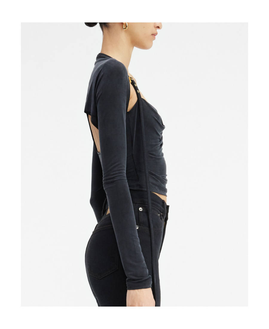 Jacquemus Peplo Draped Cut-out Top In Black